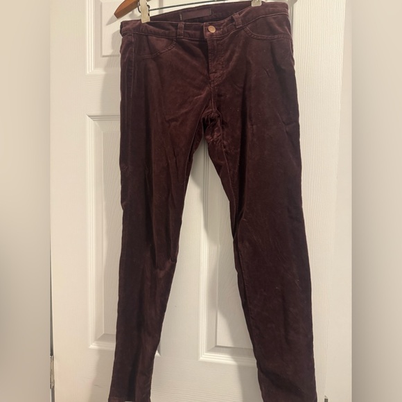 J Brand Velvet Skinny Legging Pant Burgundy Wine Size 28 Stretch - Picture 3 of 7